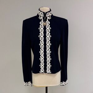 Vintage St. John by Marie Gray Dark Blue Knit Jacket, Size 6